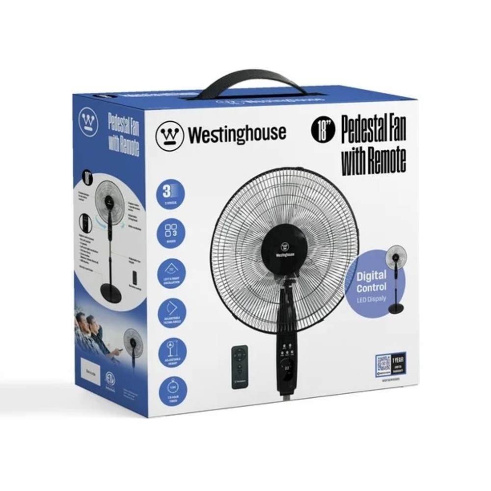 BRAND NEW sealed westinghouse 18in digital control led with remote pedestal fan
